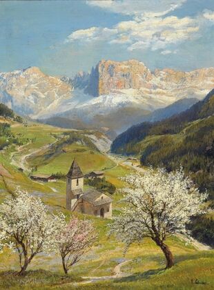 Sankt Zyprian in Tiers mit dem Rosengarten