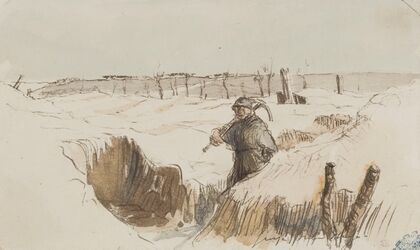 Sans titre (Poilu marchant dans une tranchée)