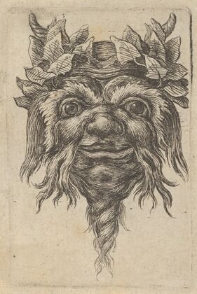 Satyr Mask with a Spiral-Shaped Beard and Ivy Grouped Around Each Horn (1635–1645)