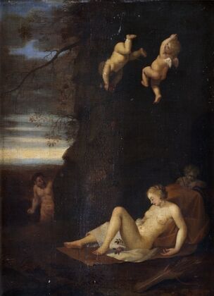 Satyr Spying on Sleeping Nymph, Antiope