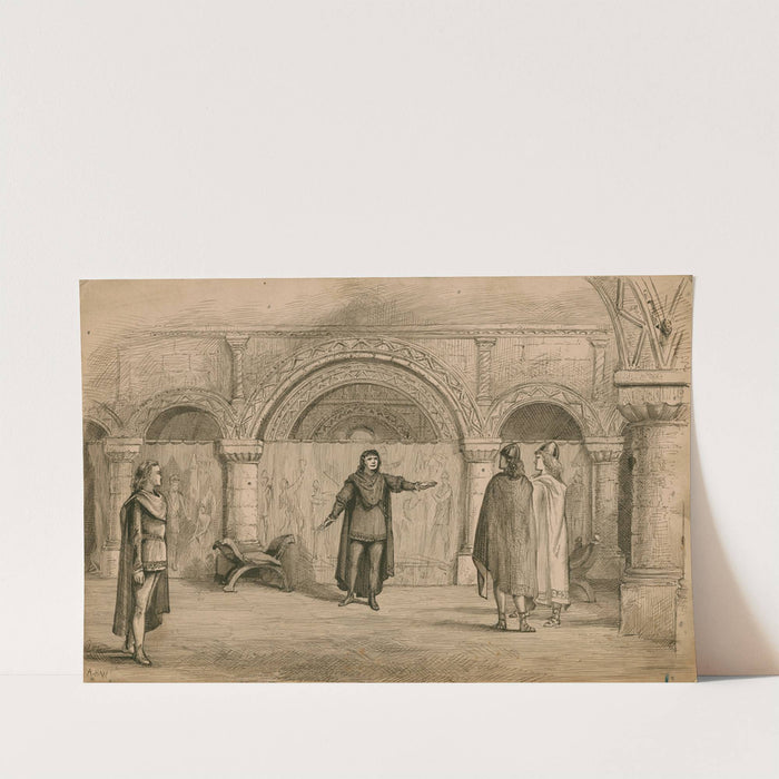 Scene from ‘Hamlet’ act I, sc. 2 at the Shakespeare Memorial Theatre (1879) by Alfred H. Wall
