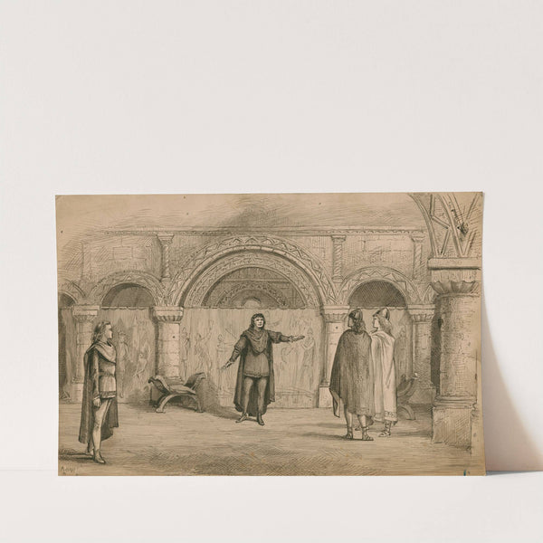 Scene from ‘Hamlet’ act I, sc. 2 at the Shakespeare Memorial Theatre (1879) by Alfred H. Wall
