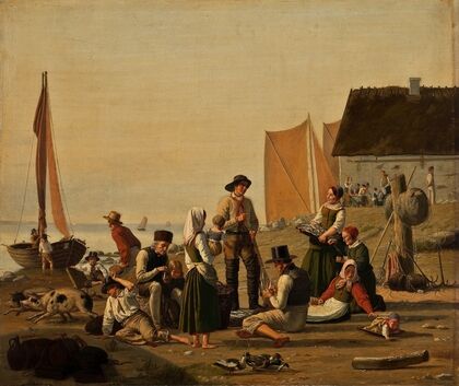 Scene In A Fishing Hamlet (Taarbæk) In Zealand
