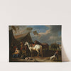 Scene in a military camp with a breastfeeding woman and a boy playing with a dog (17th century) by Pieter van Bloemen