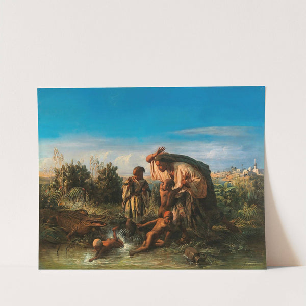 Scene on the Nile, a Family is Attacked by a Crocodile by François–Auguste Biard