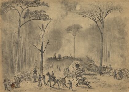 Scene on the U.S. ford road, (battle of Chancellorsville) on the night of Apr. 30, 1863