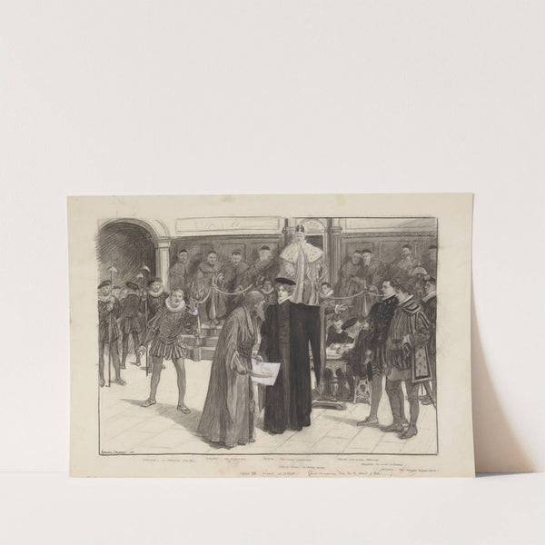 Scene XIII [i.e. act 4, scene 1 of Merchant of Venice], a court of justice (lines commencing ‘Take then this pound of flesh’) (1905) by Balliol Salmon