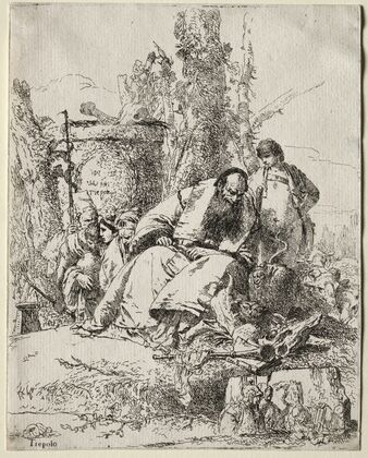 Scherzi di Fantasia; Seated Magician, boy and four figures (1750–60)