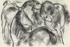 Schets van drie paarden