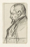 Schets van een man met een baard, in profiel naar links