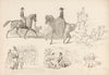 Schetsblad met diverse studies, onder andere van paardensport