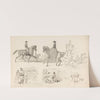 Schetsblad met diverse studies, onder andere van paardensport by August Allebé