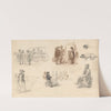 Schetsblad met diverse studies, onder andere van twee honden by August Allebé