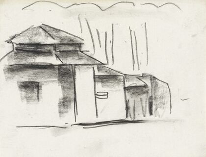Schetsblad met huis