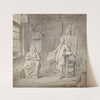 Schilder Michiel Comans en zijn derde vrouw Elisabeth van der Mersche in het atelier by Michiel Van Musscher