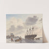 Schip in het ijs op een rivier bij een stad by Hendrik Abraham Klinkhamer