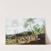 Schlachtengetümmel in weiter hügeliger Landschaft by Pauwels van Hillegaert