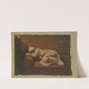 Schlafende Frau auf rotem Sofa by Philipp Winterwerb