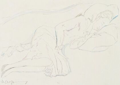 Schlafende Frau auf Sofa liegend (1918-1921)