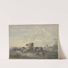 Schlafender Hirte und Rinderherde in einer Landschaft by Jacob van Strij