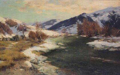 Schneeschmelze im Engadin – Vorfrühling (Ca. 1900-1920)