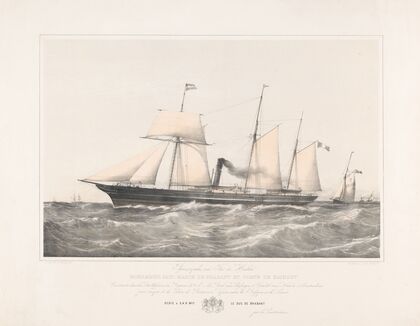Schroefstoomschip Mohammed Said, Marie de Brabant et Comte de Hainaut varend op zee Pijroscaphes en Fer à Helice (1870-1874)
