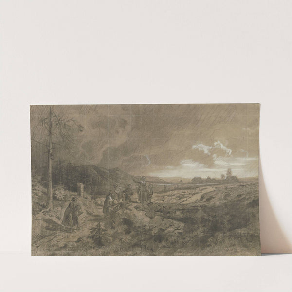 Schwarzwälder Schuljugend bei heraufziehendem Gewitter by Karl Friedrich Harveng