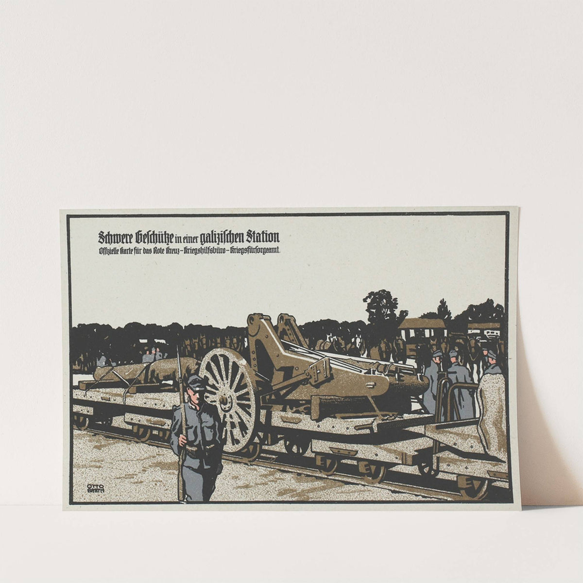 Schwere Geschütze in einer galizischen Station (1915) by Otto Barth