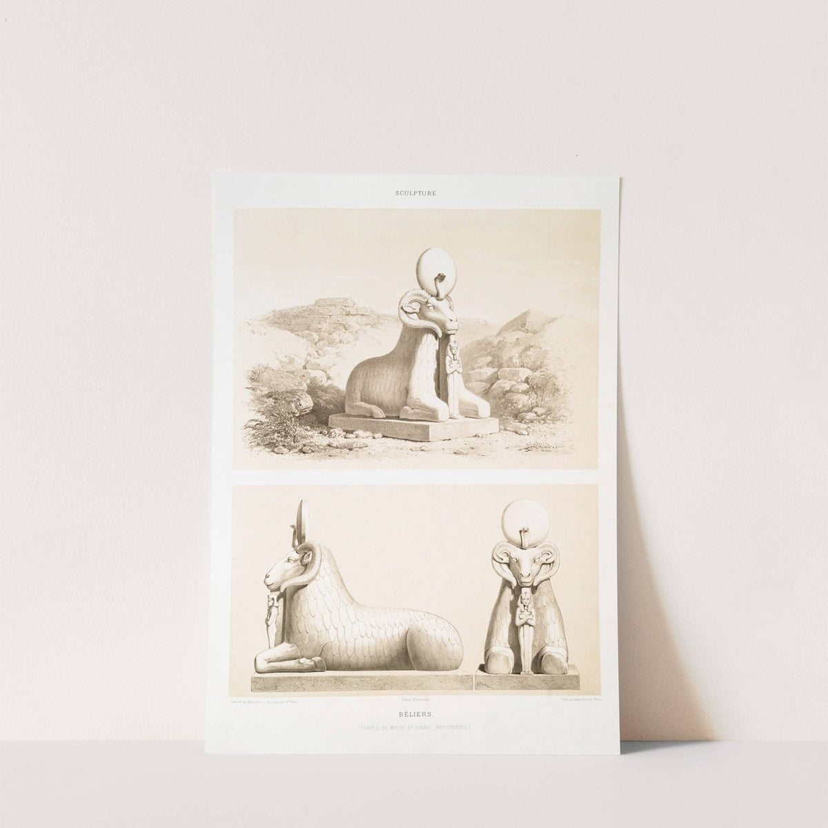 Sculpture; béliers (Temple de Mauth et Khons - XVIIIe. dynastie) by Émile Prisse d'Avennes