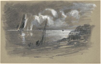 Seacoast by Moonlight (recto) (c. 1865-1875)