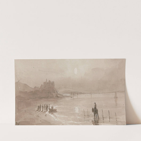 Seacoast, Sunset with Harlech Castle (ca. 1808) by David Cox