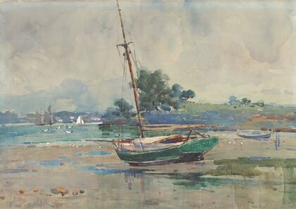 Seascape with boat