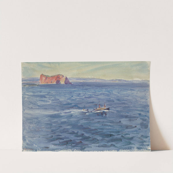 Seascape with Boat and Cliff by Dodge MacKnight