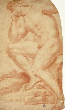 Seated Academic Male Nude in Profile to Left