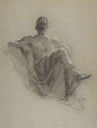 Seated Bearded Man, Nude to the Waist (Jupiter Seated)