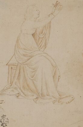 Seated Female Figure with Upraised Arms, Facing Right — size preview