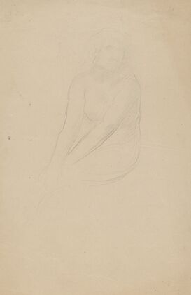 Seated female nude, body facing left, head facing right