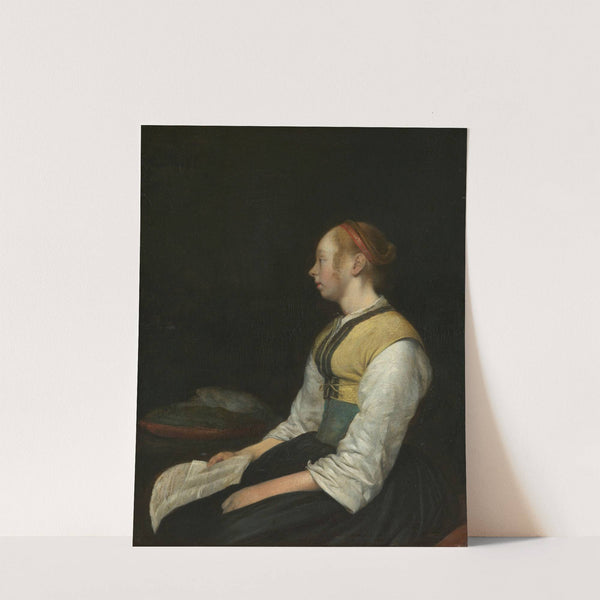 Seated Girl in Peasant Costume by Gerard ter Borch