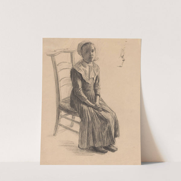 Seated Girl in Peasant Costume by Swiss 19th Century