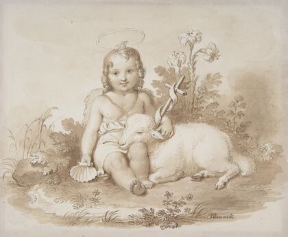 Seated John the Baptist with a Lamb in a Landscape — size preview