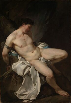 Seated male nude as Prometheus