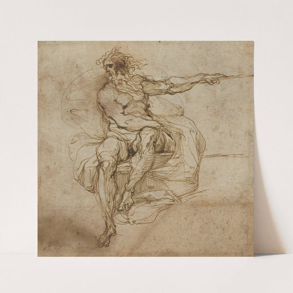 Seated Male Nude (recto) (1600-1602) by Agostino Carracci