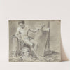 Seated male nude with painter’s attributes (1768) by Guillielmus Dumery