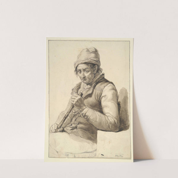 Seated Man with Stick by Abraham Van Strij