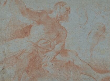 Seated Old Man with Right Arm Upraised (Tithonus)