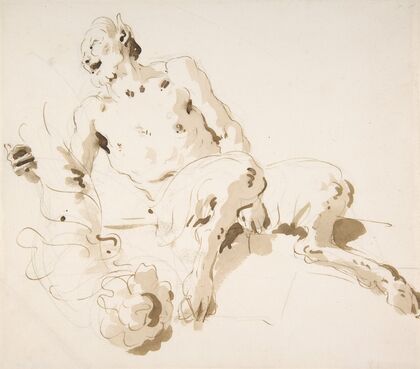 Seated Satyr Holding a Garland
