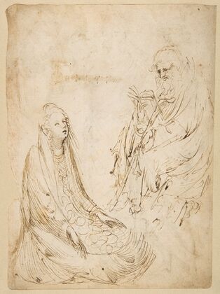 Seated Woman and a Male Hermit in Half-length