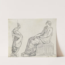 Seated Woman and Man Sprawling on the Ground by Jacques Louis David