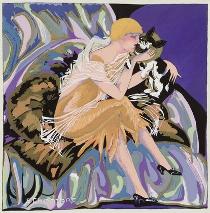 Seated woman with a cat