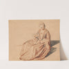 Seated Woman with a Fan by Jean-Antoine Watteau